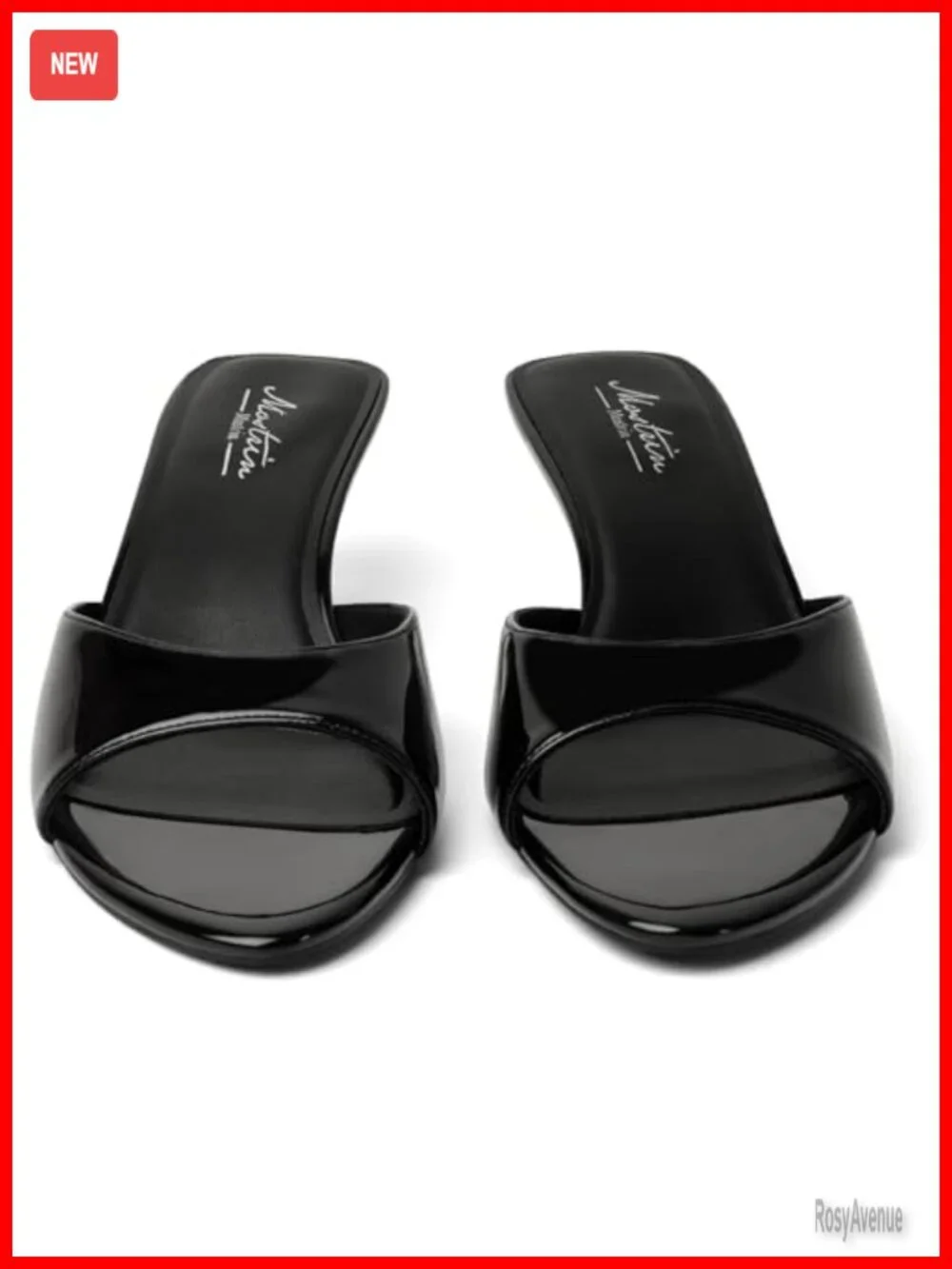 Kitten Heels Pointed Toe Mules Slip On Backless Sandals Patent Leather